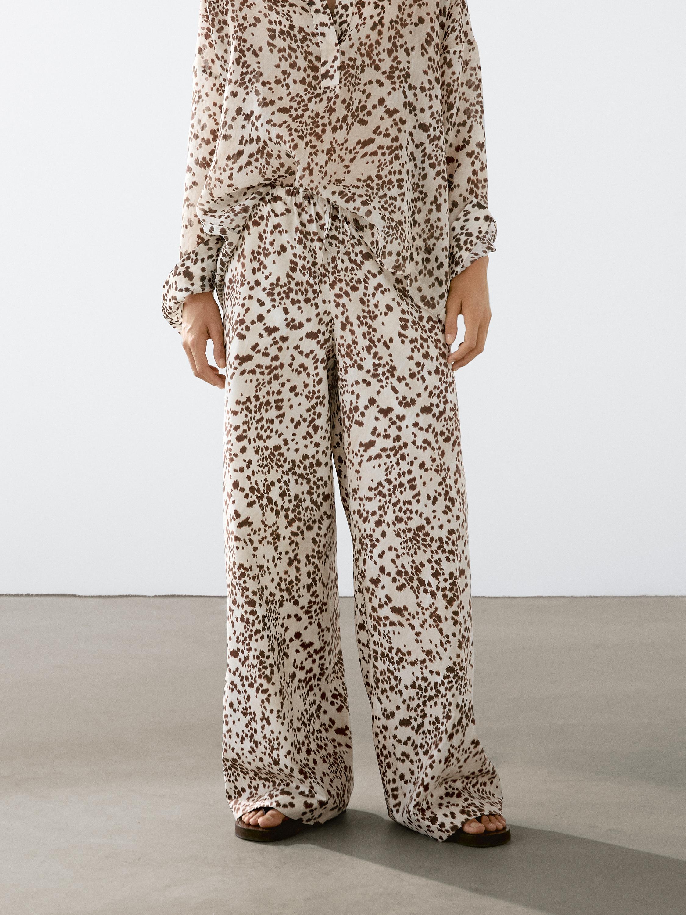 Animal print straight-leg trousers